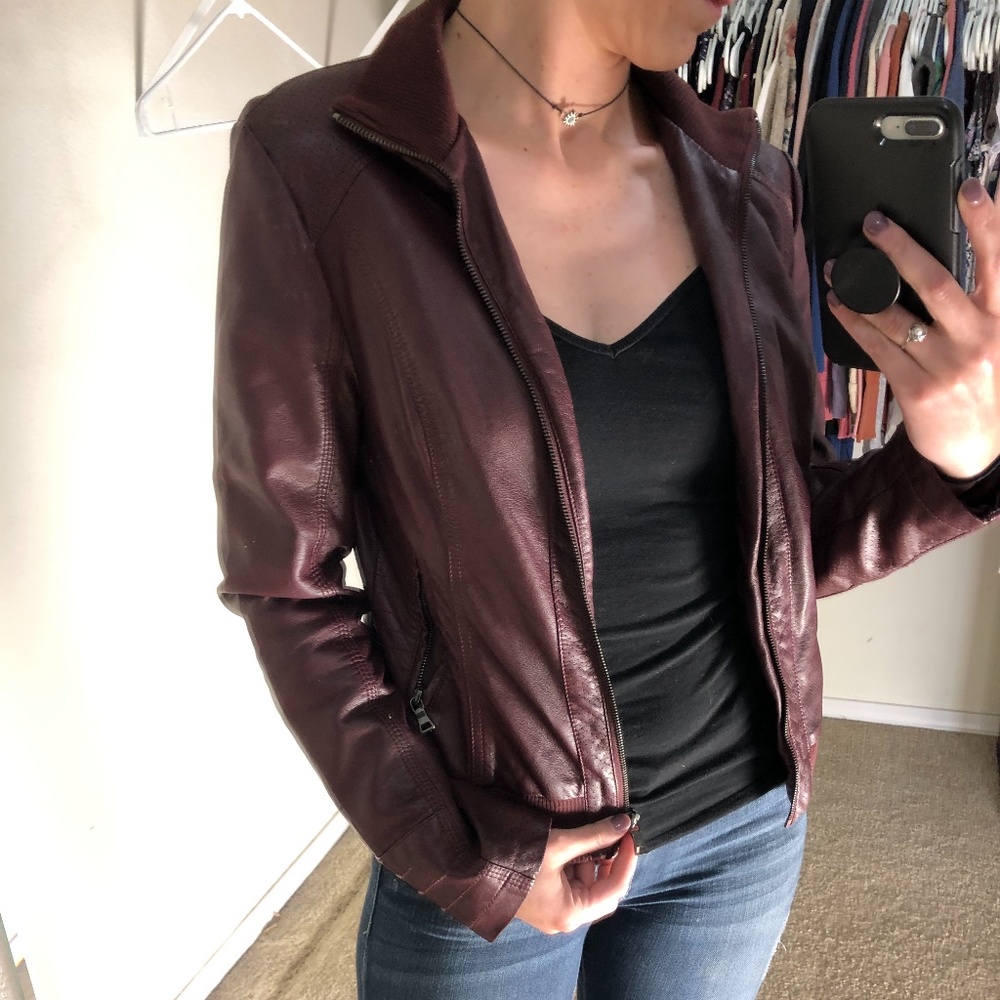 Maroon (non)leather jacket - American Rag